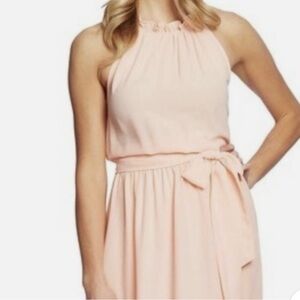 CeCe One-Shoulder Blush Tie-Waist Dress